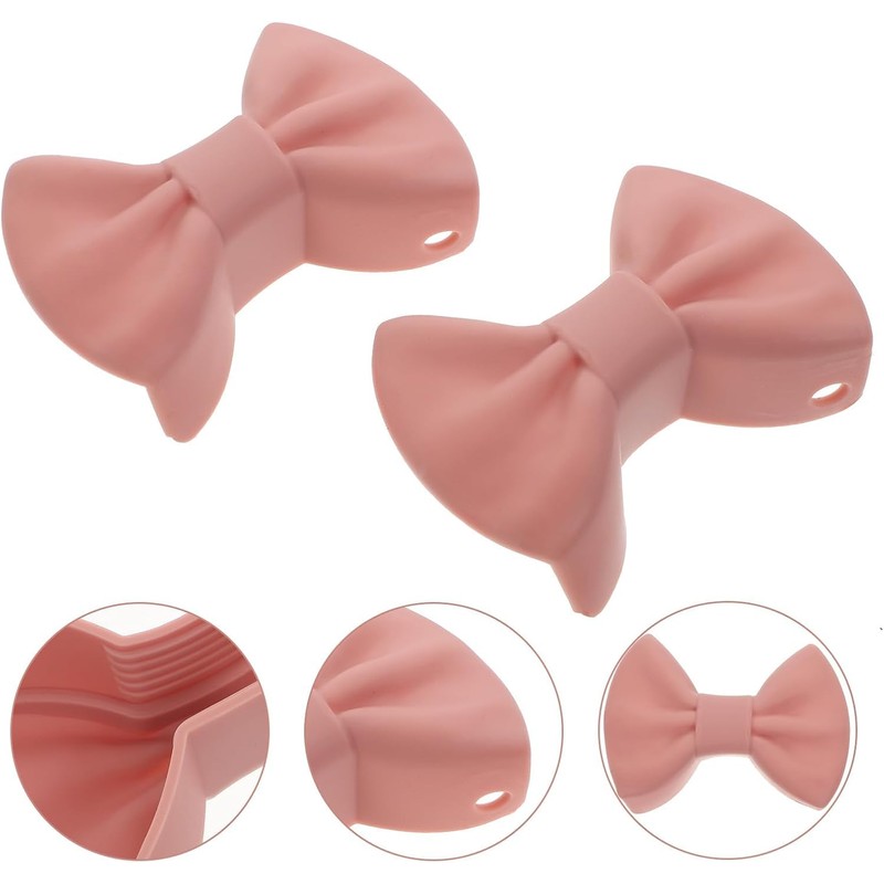 2 Pairs Silicone Bowknot Pot Handle Holders – Pink and