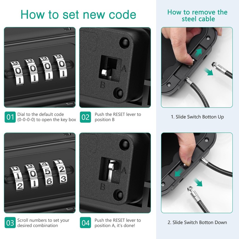 ORIA Portable Safe with 4 Digit Combination Code, Key Safe