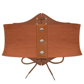 JasGood Women's Corset Belt Lace-Up Corset Elastic Wide Band Tied Waspie Waist Belt Waist Belt for Women, brown
