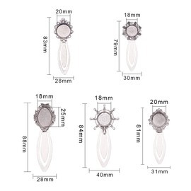 NBEADS 10 Sets Bookmark Makings Sets, 10 PCS Tibetan Style Bookmark Cabochon Trays and 10 PCS Transparent Glass Dome Cabochons for DIY Bookmark Making, Antique Silver