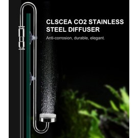 Clscea Stainless Steel CO2 Diffuser Atomizer with Integrated Check Valve for Aquarium Plants