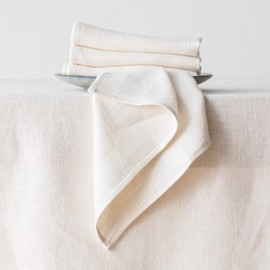 LinenMe Set mit 4 Cremefarbenen Leinen-Servietten Lara 0098304