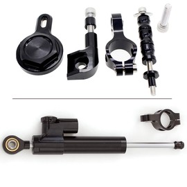 PROCNC Motorcycle CNC Aluminum Steering Damper Stabilizer Mounting Bracket Kit Fit for Yamah.a YZF R6 2006-2020 YZF R1 YZF1000 2006-2016 (Black+Black)