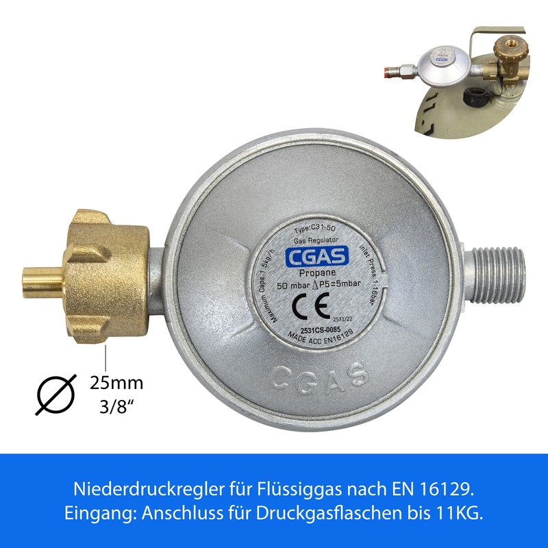 Eversmoke Maxi Gas Burner 5500 Watt Including Pressure Regulator with