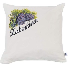 Swiss pine cushion with ticking 40 x 40 cm filled with pine shavings made from 100% Alpine pine wood