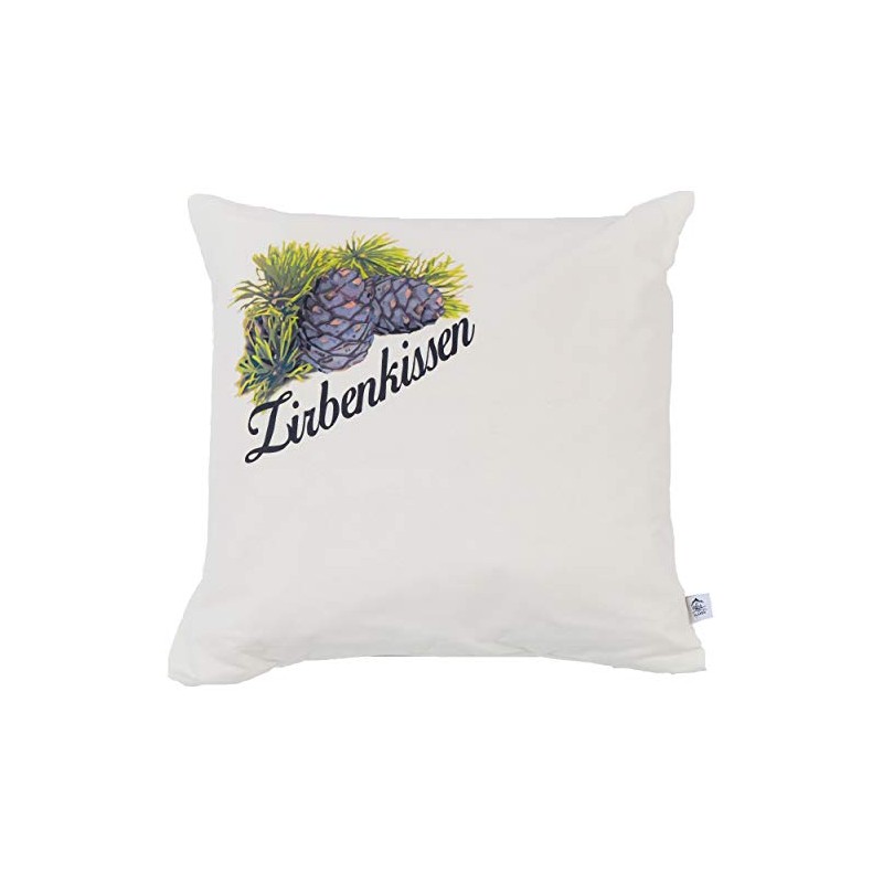 Swiss pine cushion with ticking 40 x 40 cm filled