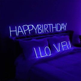 Letter Neon Lights Blue Neon Letters Signs Light Up Neon Letter Sign Neon Marquee Letter Wall Decor Signs Night Lights for Christmas Birthday Party Wedding Valentine’s Day BAR Home Decoration (S)