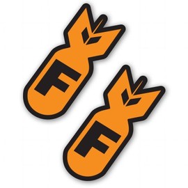 F Bombs Orange Set of 2 Vinyl Sticker - Car Phone Helmet - SELECT SIZE
