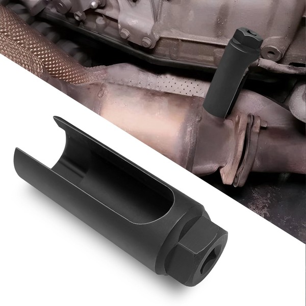 Uisky AA Oxygen Sensor Sokcet,3/8 Inch O2 Sensing Sleeve x 0.86 inch（22mm） 6-angle Specification,Steel Universal Puller Oxygen Sensor Wrench for Most Models of Cars (black).