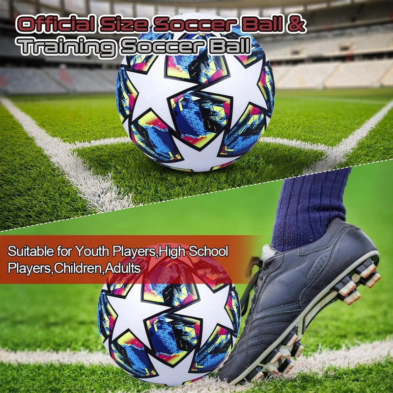 OKHOUSE Balón de Fútbol de Entrenamiento Juvenil,Fútbol No.5,con Red de