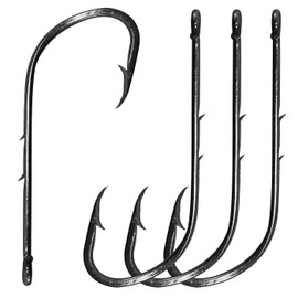 Baitholder Fishing Hooks Barbed Shank Beak Bait Holder Hooks Black Carbon Steel Offset Jig Fishing Hooks Saltwater Freshwater (2# - 100pcs)