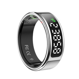 LCD Display Smart Ring - Sleep Tracker Touch Control Ring with Heart Rate/Blood Oxygen/Step Counter, Wireless Charging Dock, 5ATM Waterproof Fitness Tracker, No Subscription Fee for iOS/Android