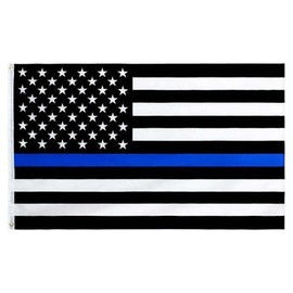 3x5FT Thin Blue Line Black And White American Flag Police Law Enforcement Defend