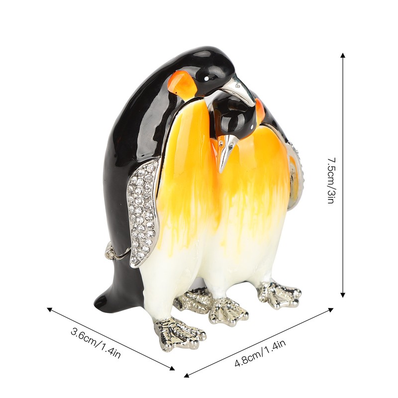 Penguin Couple Ornament Desktop Crafts Collection Decor Penguin Jewellery Storage