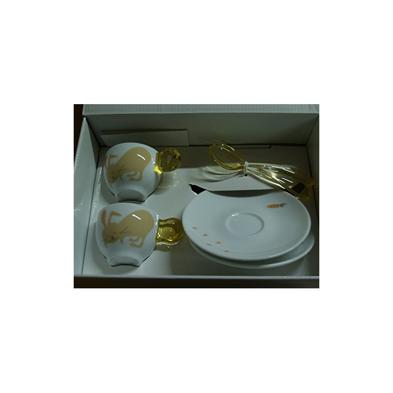 Fratelli Guzzini Spa Cups Saucers Rabbit, Set of 2, Yellow