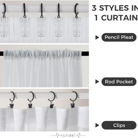 MRTREES Curtain Ruffle Tape Curtains 300 cm Wide Curtain with Ruffle Tape 160 cm Long Curtains White Semi-Transparent Curtain Living Room Modern Voile Curtain for Living Room Bedroom Kitchen 1 Set