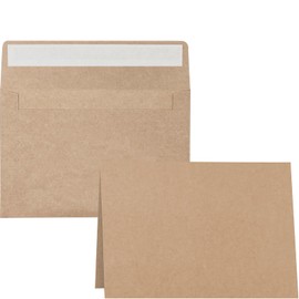 Blank Cards and Envelopes 4x6, 50 Pack Brown Blank Folded Greeting Cards and Envelopes Set with A4 Greeting Card Envelopes for DIY Greeting Cards, Thank You Cards, Invitations in All Occasions