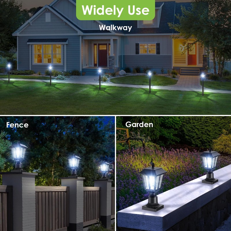 Greluna Solar Post Lights, Dusk to Dawn Solar Lamp Post