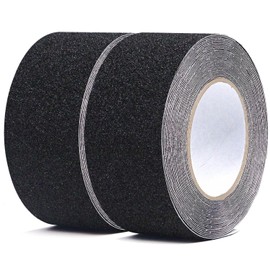 CHUANGSEED 2 Rolls Heavy Duty Black Anti Slip Tape 2" x 33Ft (50mm x 10m) High Traction For Outdoor/Indoor Safety Non Skid Roll Traction Tread grip Tape