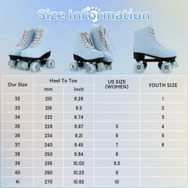 MEIGLQEA Roller Skates for Girls Boys and Women, Cozy Frosted Material Roller Skates with Flash Wheels, Indoor Outdoor Double-row Roller Skates for Beginner (38-US Women 8)