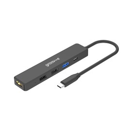Groov-e USB-C Multiport Hub - USB 3.0 Extension Adaptor for PCs, Laptops, & Tablets - 5 Port Splitter with USB-A, USB-C & 4K HDMI Output Ports - Connects External HDD, SSD, & Flash Drives