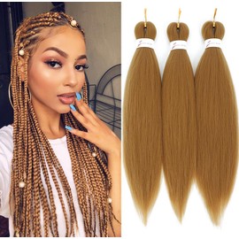 27 Braiding Hair Pre Stretched Braiding Hair Yaki Braiding Hair 16 inches Synthetic Crochet Braids Hot Water Setting Professional Soft Yaki Texture Synthetic Hair Extensions(27#-3PCS)