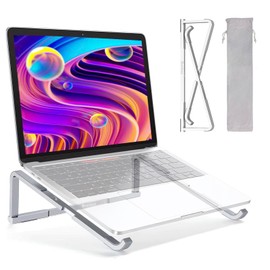 Bonlace Laptop Stand, Laptop Stand, Aluminium Computer Stand, PC Holder, Lightly Ventilated, All 13-17 Inch Notebooks (Silver)