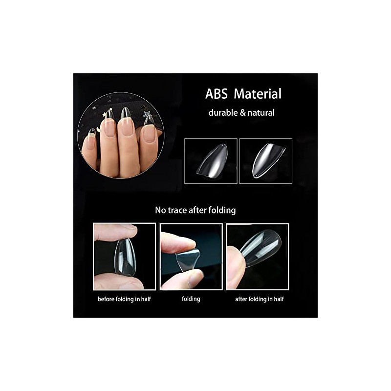Almond Shaped Nail Tips 500pcs Clear Acrylic Long Nails Full