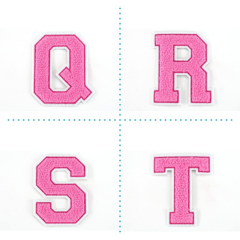 Terry Cloth Letter A-Z | Pink, White | 9.5 cm