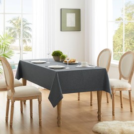ZeeMart Grey Tablecloth, Farmhouse Linen Style Table Cloth Square Table Cloths 52 x 52 Inch Charcoal Grey, Wrinkle Resistant Washable Heavy Weight Tight Weave TableCloths