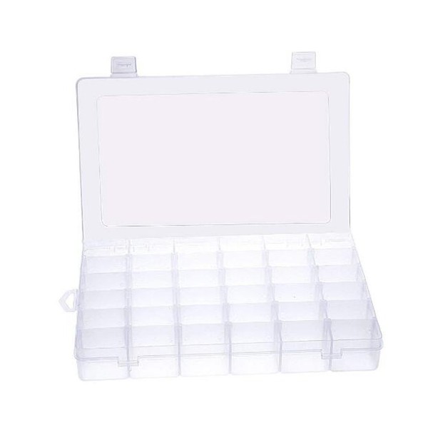 1Pcs 36 Grids Clear Plastic Jewelry Box Organizer Storage Container