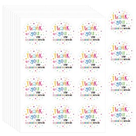 Pack of 120 Thank You Stickers, 4 cm Thank You Labels for Baby Shower, Wedding, Bridal Shower, Birthday Envelopes, Sealing Gifts Packaging (Thank You for Celebrating with Me)