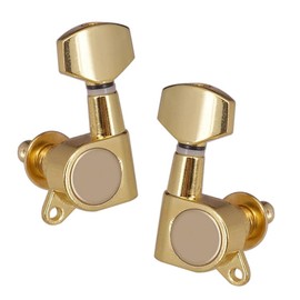 6-Pack (3L+3R) Sealed Square Guitar Machine Heads - High-Precision Compact Tuners for Acoustic & Electric Guitars, Durable Tuning Pegs with (Gold)