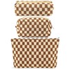 ZLFSRQ ZLFSRQ 3Pcs Checkered Makeup Bag for Women Large Cosmetic