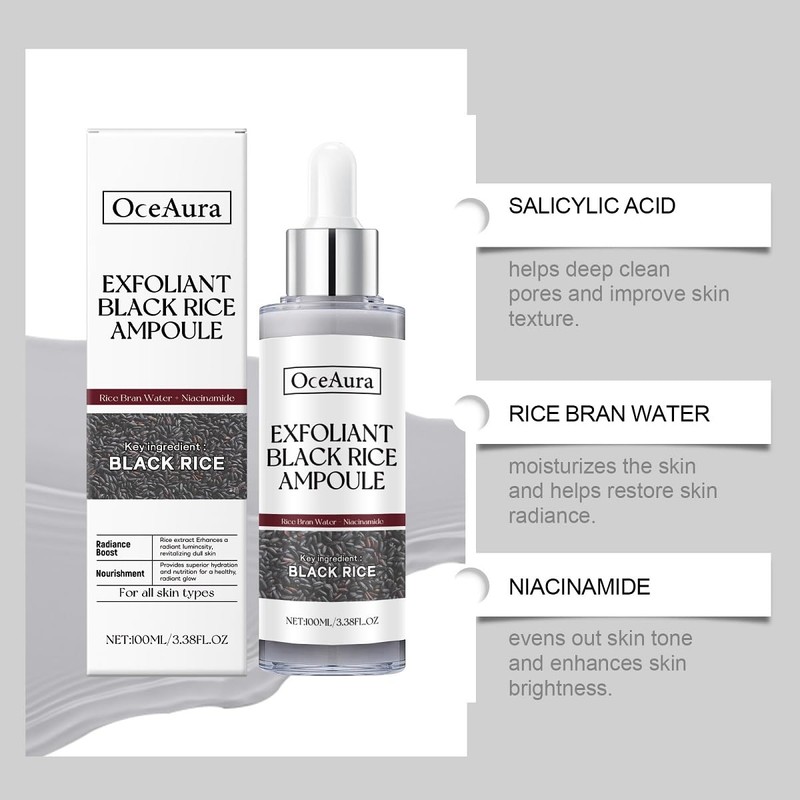 2 Pcs Black and White Rice Exfoliant, Premium Rice Ampoule