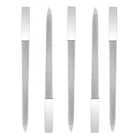 5 limas de uñas de diamante de doble cara de metal para uñas de esmalte, elimina las crestas de uñas, lima de uñas y juego de pulidor para pedicura. (