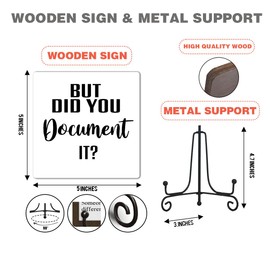 But Did You Document It Funny Office Wooden Signs Gift, Office Home Living Room Shelf Desk Decor Plaques, for Child Friends Coworker Cute Wooden Decor Sign Gifts, 5 X 5 Inches-D24