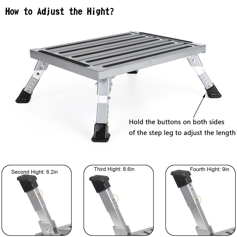 Artudatech RV Steps Platform, Folding Aluminum Platform RV Step Stool