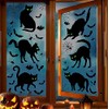 Decoración para ventanas de gato negro de Halloween, calcomanías espeluznantes