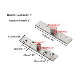 Bebochoi Pack of 4 Hidden Door Hinges, Rotating Door Pivot Hinge, 360° Rotatable Door Hinges, Stainless Steel, Centre Pivot Hinge, Mounting for Front Door or Window, Cupboard (74.8 x 17.6 mm)