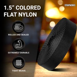 Strapworks 1.5 Inch Heavy Duty Nylon Webbing Strap Roll for Belt, Backpack, Sling, Collar, Leash, Strapping and More, 10 Yards, White