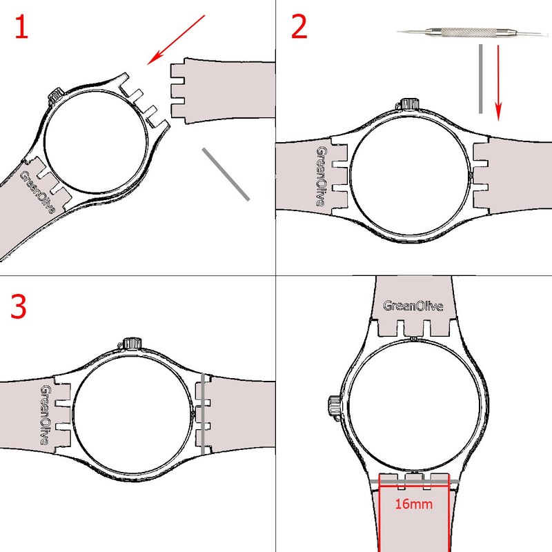 GreenOlive Ultra-thin Replacement Waterproof Silicone Rubber Watch Strap Watch Band