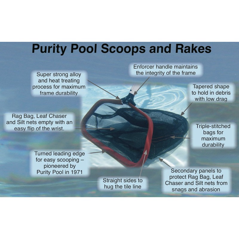 Purity Pool ULSTD Ultra-Lite 18-Inch Lightweight Professional Leaf Rake, Standard