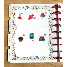 Handmade Happy Birthday Tracker Dashboard Insert 4 use with Classic Happy Planner