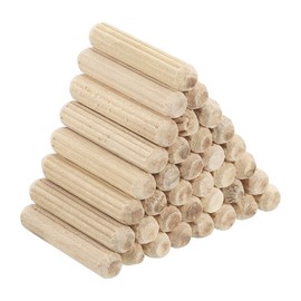 PATIKIL 90 Pieces 6 x 35 mm Wooden Dowels Set, Corrugated Wood Dowels, Wooden Pins Dowels Set, Grooved Wooden Dowels with Grooves for Carpentry, Furniture, Door, Craft Projects