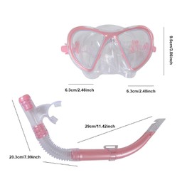 Snorkel Set for Adults, Diving Mask, Anti-Fog Snorkel Goggles, Dry Snorkel Set, Panoramic Wide Vision Snorkelling Equipment for Diving, Snorkelling, Swimming, Pink