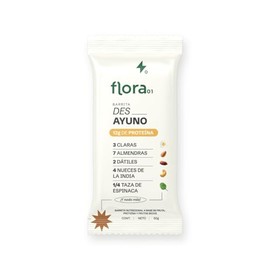 FLORA01, Barras de protena Des__Ayuno, Sabor natural, Libre de sellos, 12 gr de protena por barra, Caja con 4 piezas                                  