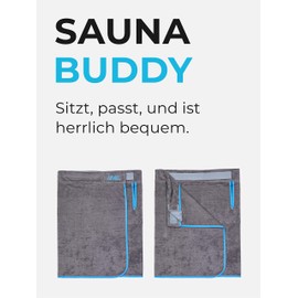 Sowel® Sauna Kilt for Men, Sauna Towel, Sauna Sheet made of 100% Organic Cotton, 60 x 140 cm, Grey/Blue