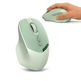 Samudgate Wireless Silent Bluetooth Mouse for Laptop - Rechargeable Dual-Mode 2.4G + Bluetooth, 7 Buttons, Ergonomic Design (Green)