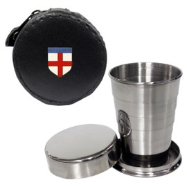 Knight 2oz Collapsible Drinking Cup with Leather England St George's Cross Case
